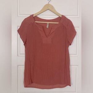 Perception Concept Salmon Pink V-Neck Blouse Size Med